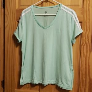 Light green Adidas roll sleeve v-neck tshirt